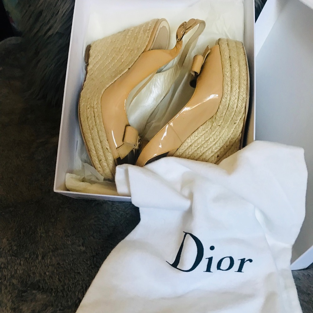 Christian Dior authentic Bow Sling Back Wedges size 38 - Picture 10 of 13